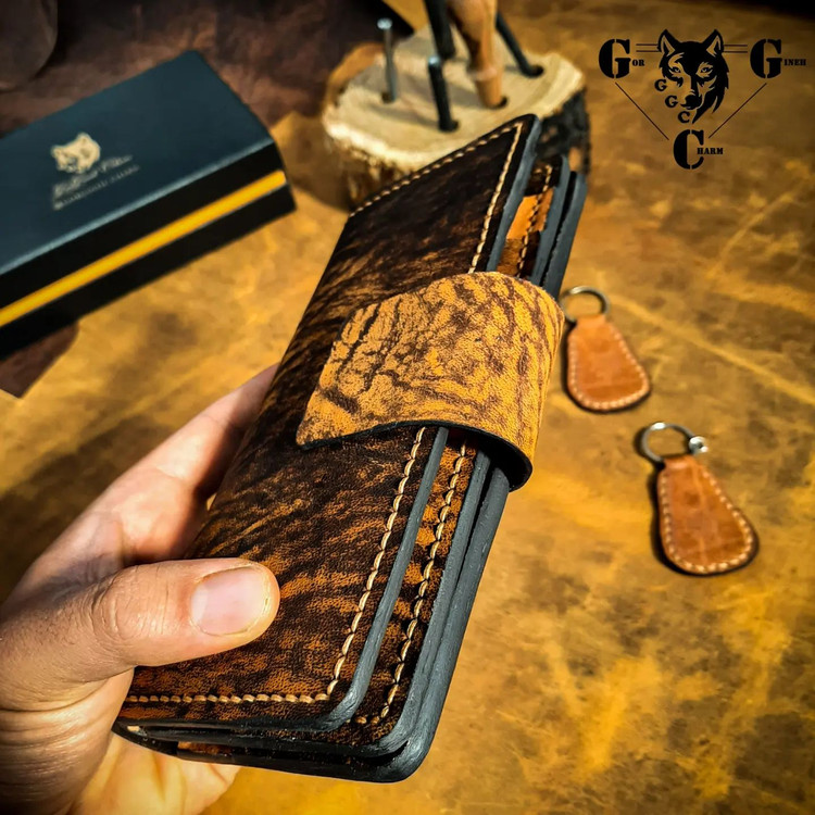 ست کیف مدارک سه لِت و کمربند تمام چرم شتری