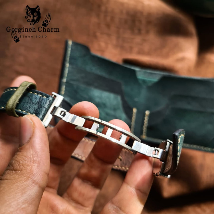 ست لوکس کیف پول جیبی و دستبند عقیق با رکاب نقره