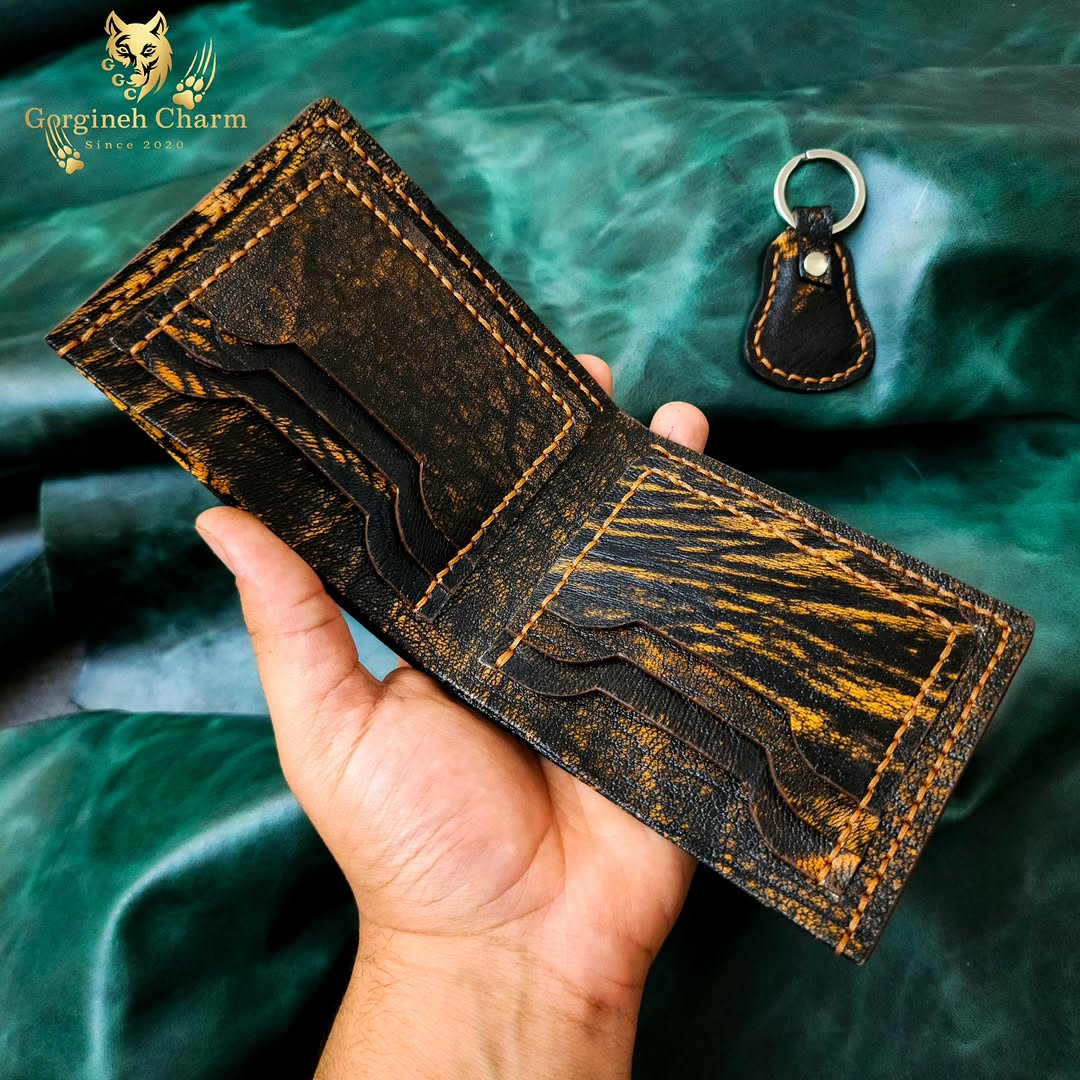 کیف پول جیبی چرم بوفالو ست با جاکلیدی