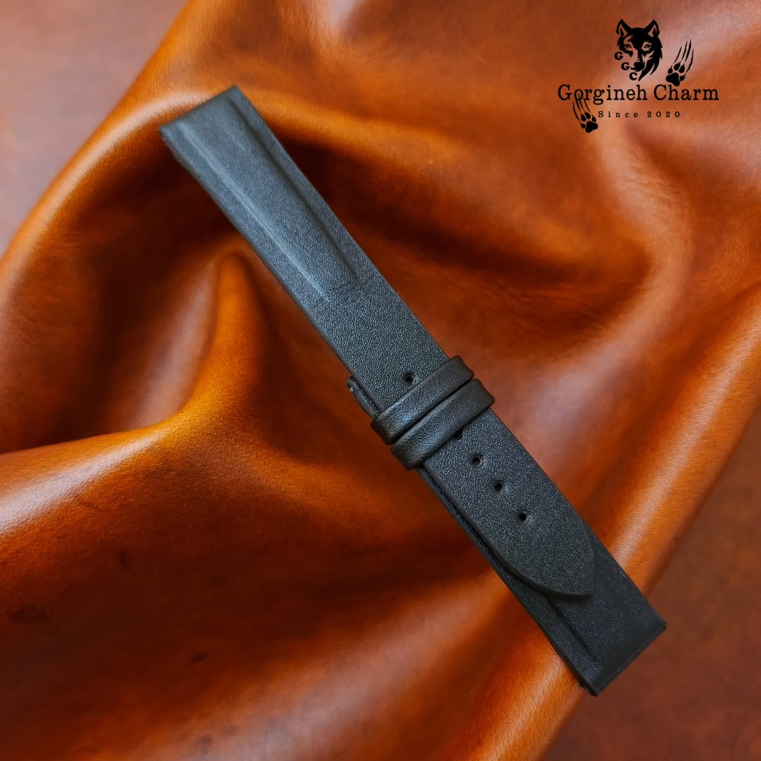 بند ساعت لوکس چرم گاوی مشکی مات