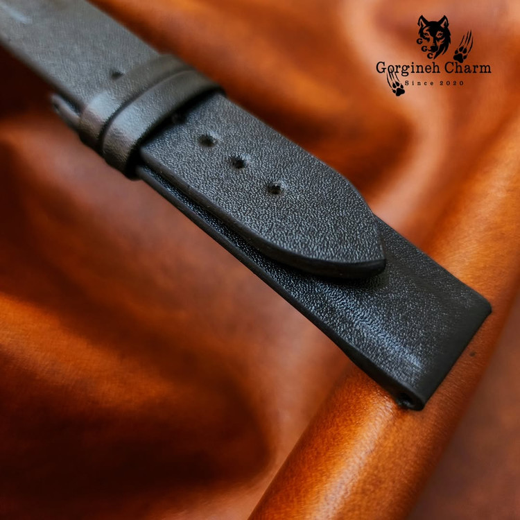 بند ساعت لوکس چرم گاوی مشکی مات
