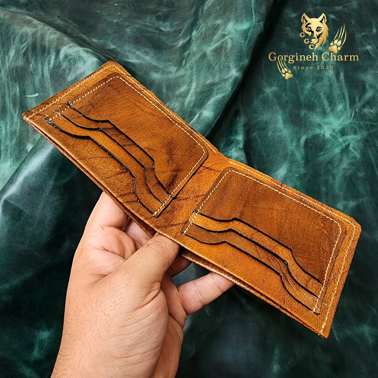 کیف پول جیبی چرم بوفالو عسلی